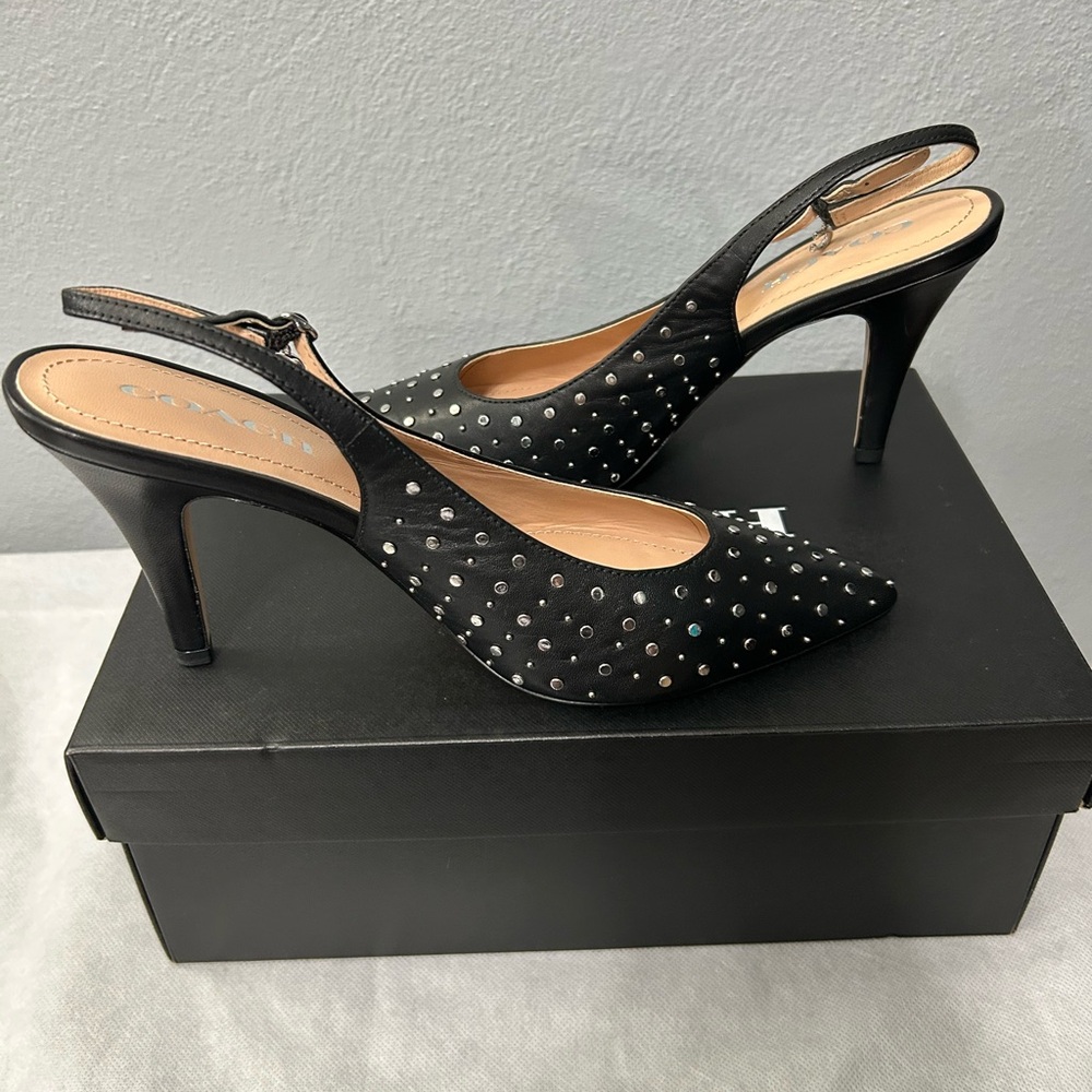 Coach Black Studded Slingback Pumps - Picture 3 of 4